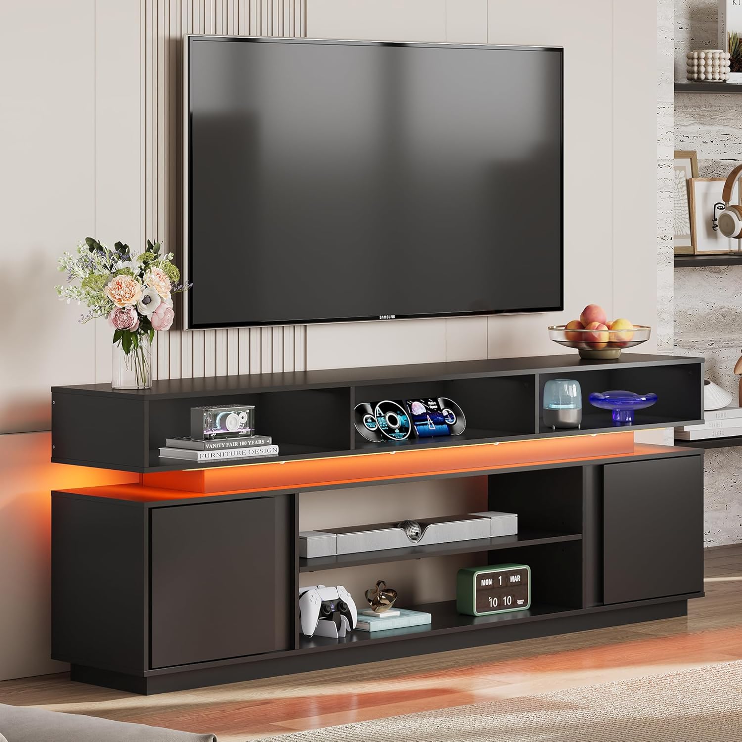 Gaming Console Cabinet - Modern TV Stand 75 Inch Entertainment