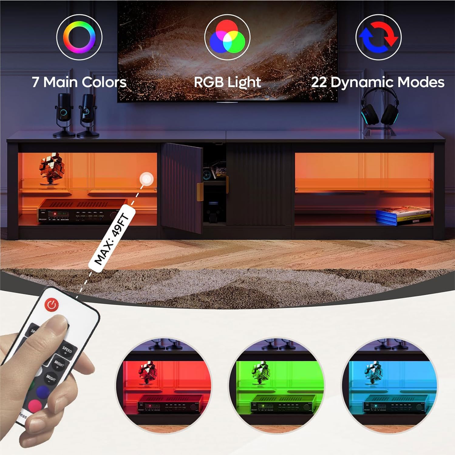 Gaming Console Cabinet - 80 Inch TV Stand for 75-90