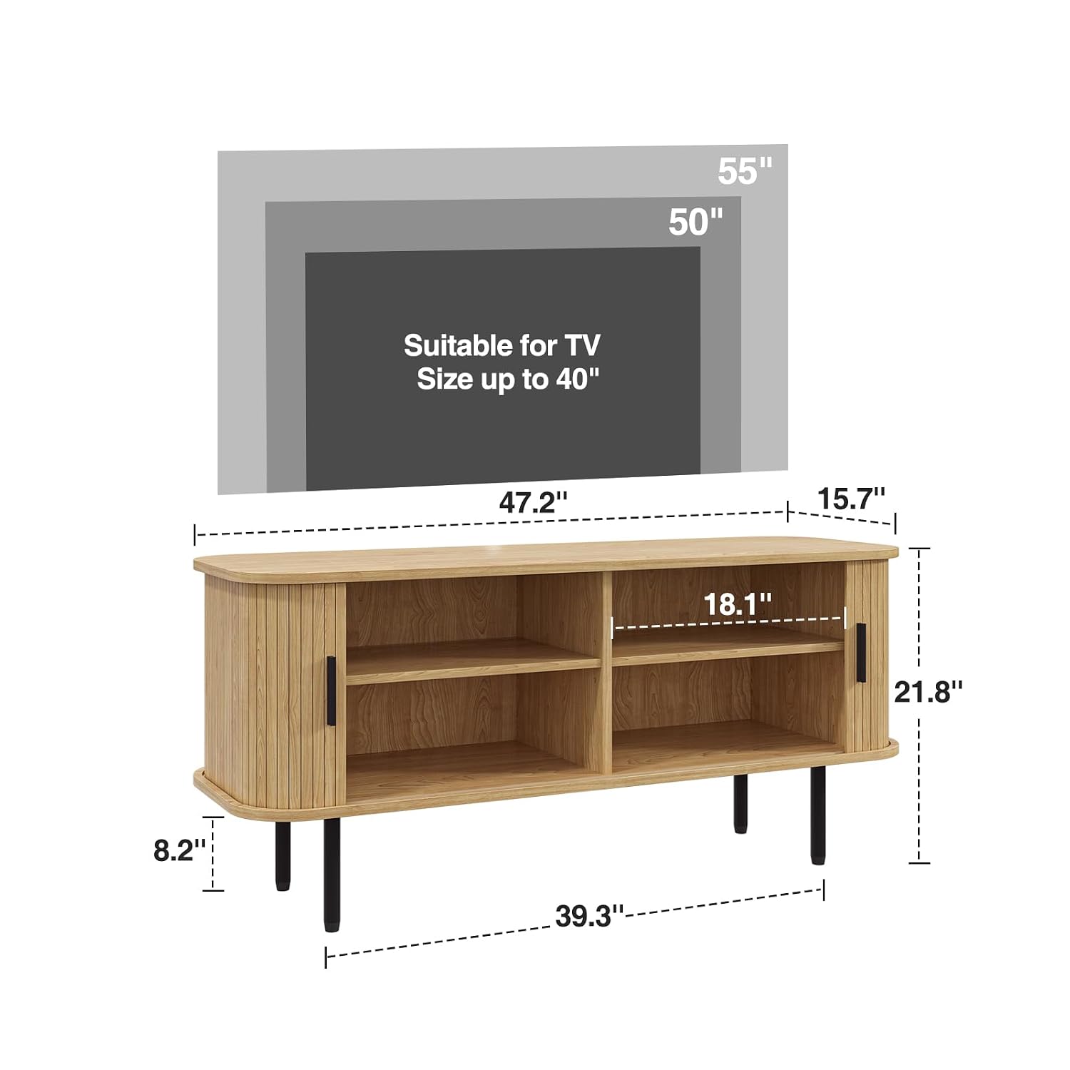 Natural Fluted TV Stand for 60 - Gaming Console Cabinet ulasan dan harga