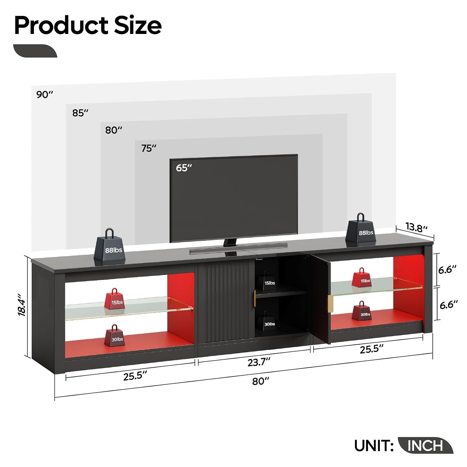 80 Inch TV Stand for 75-90 Inc - Gaming Console Cabinet ulasan dan harga