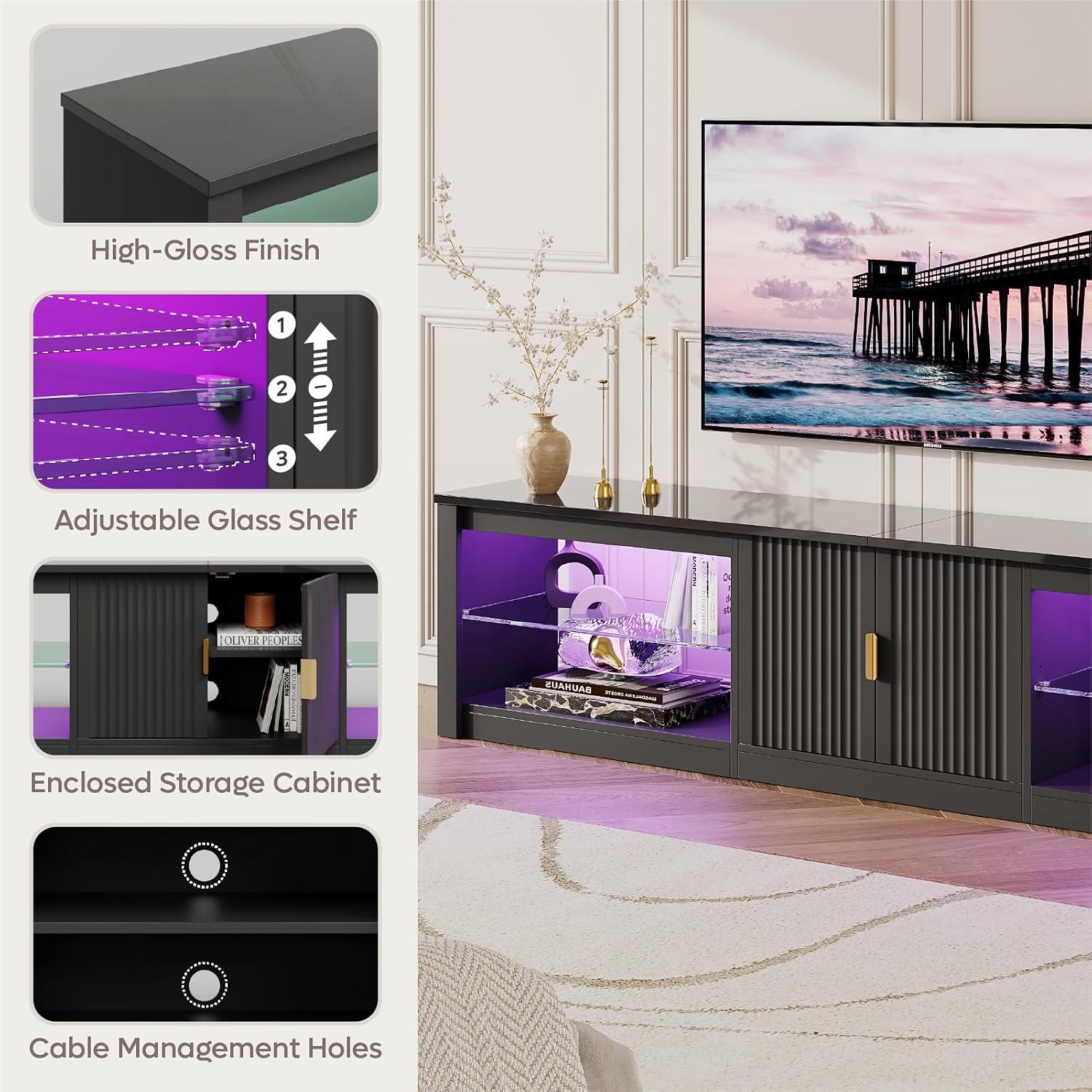 80 Inch TV Stand for 75-90 Inc - Gaming Console Cabinet ulasan dan harga