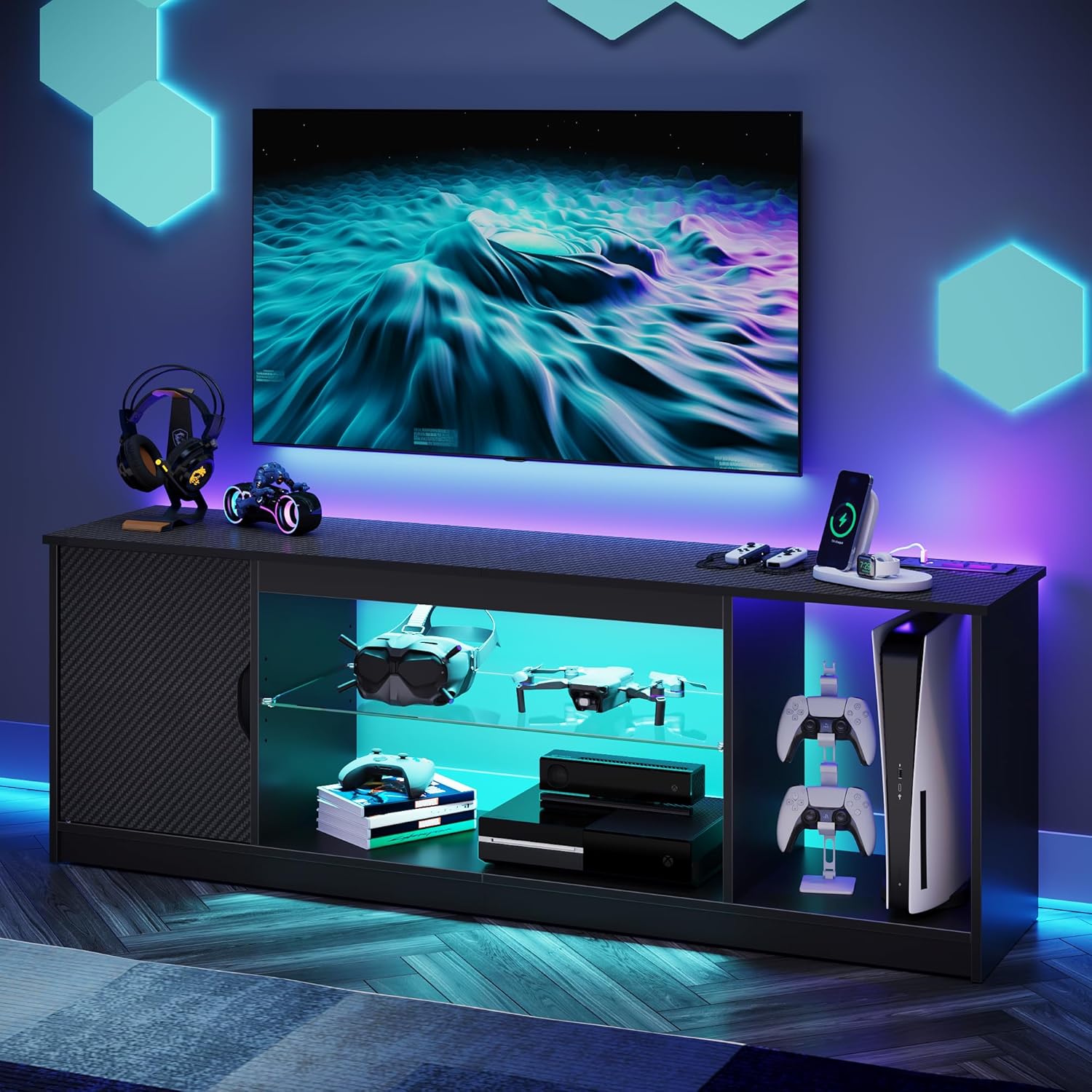 TV Stand with Power Outlets Ga - Gaming Console Tv Stand ulasan dan harga