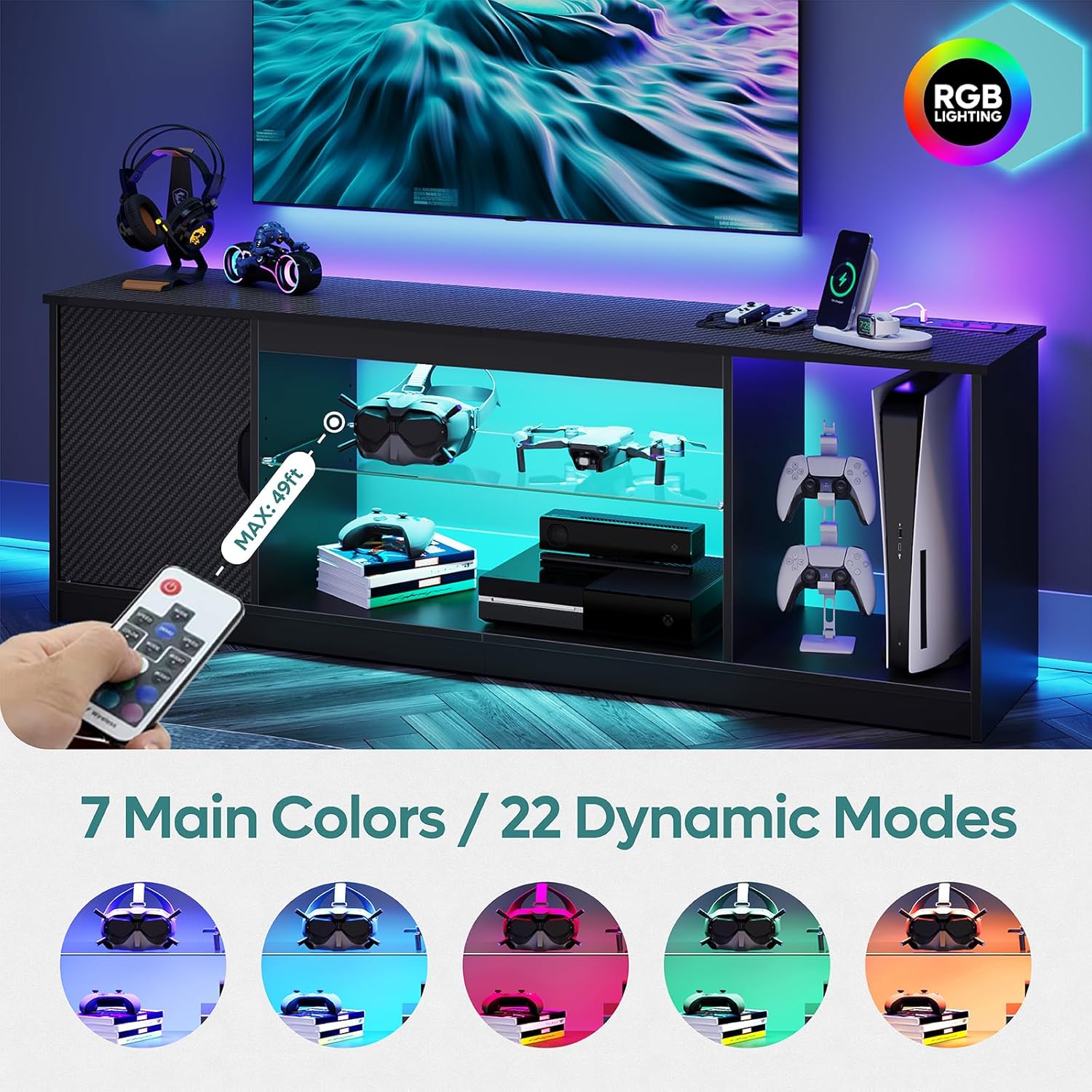 TV Stand with Power Outlets Ga - Gaming Console Tv Stand ulasan dan harga