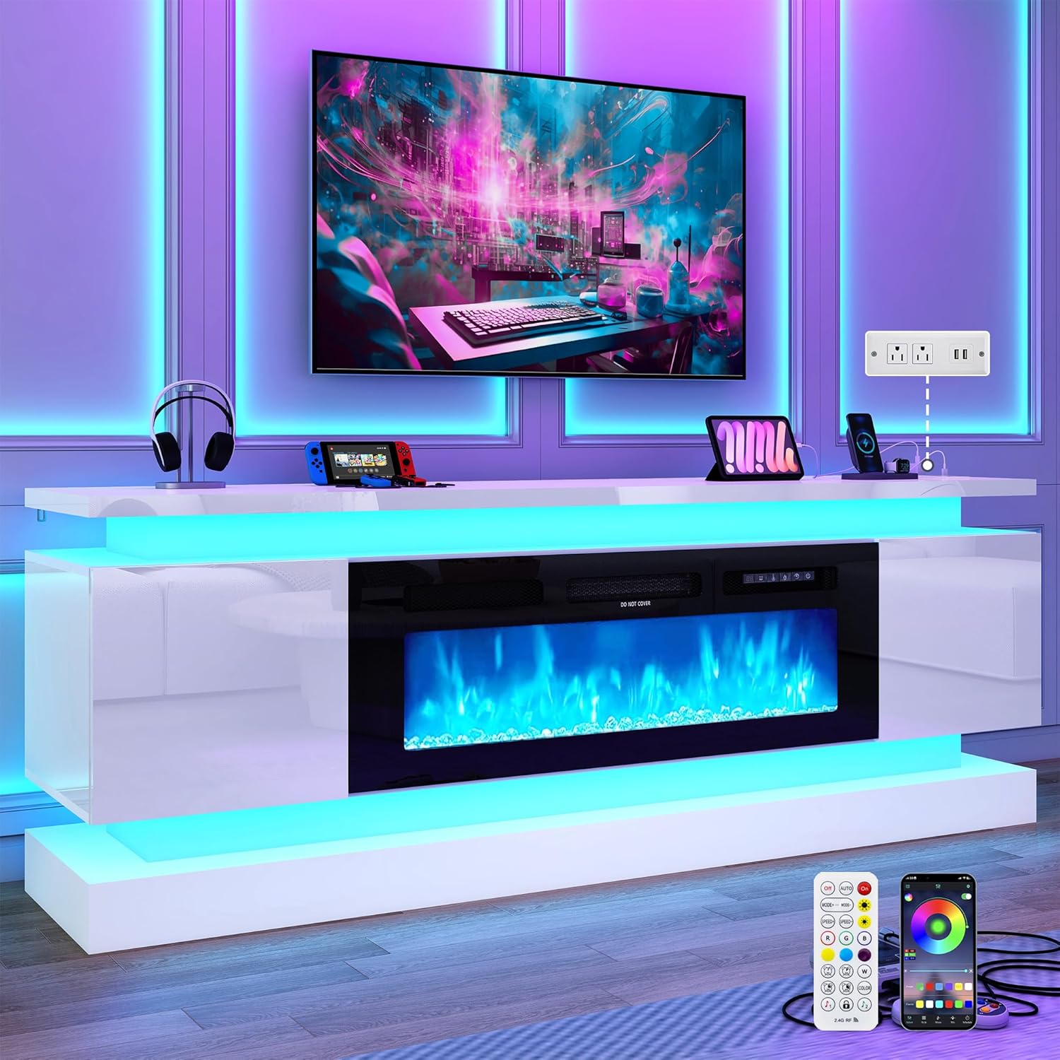 71IN LED TV Stands w/40 inch F - Gaming Console Tv Stand ulasan dan harga