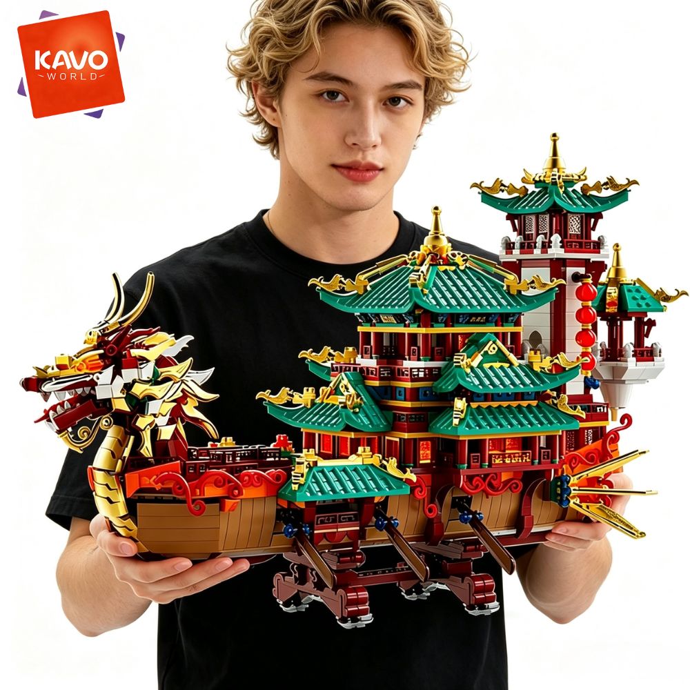 KAVOWORLD 2453pcs Dragon Boat  - Gaming Console Lego ulasan dan harga