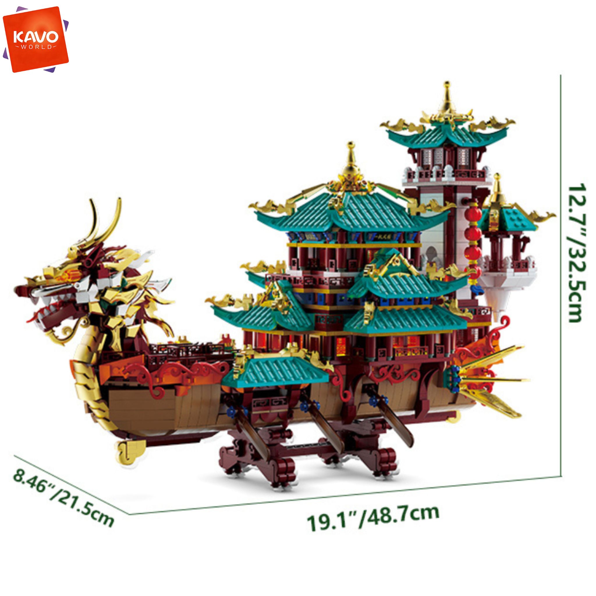 KAVOWORLD 2453pcs Dragon Boat  - Gaming Console Lego ulasan dan harga