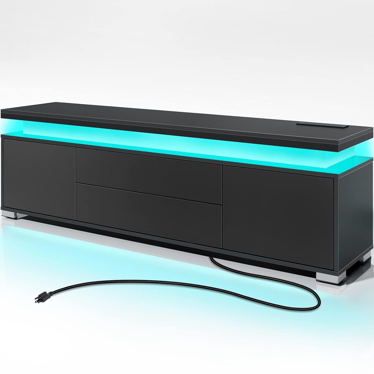 TV Stand with Power Outlet & L - Gaming Console Cabinet ulasan dan harga