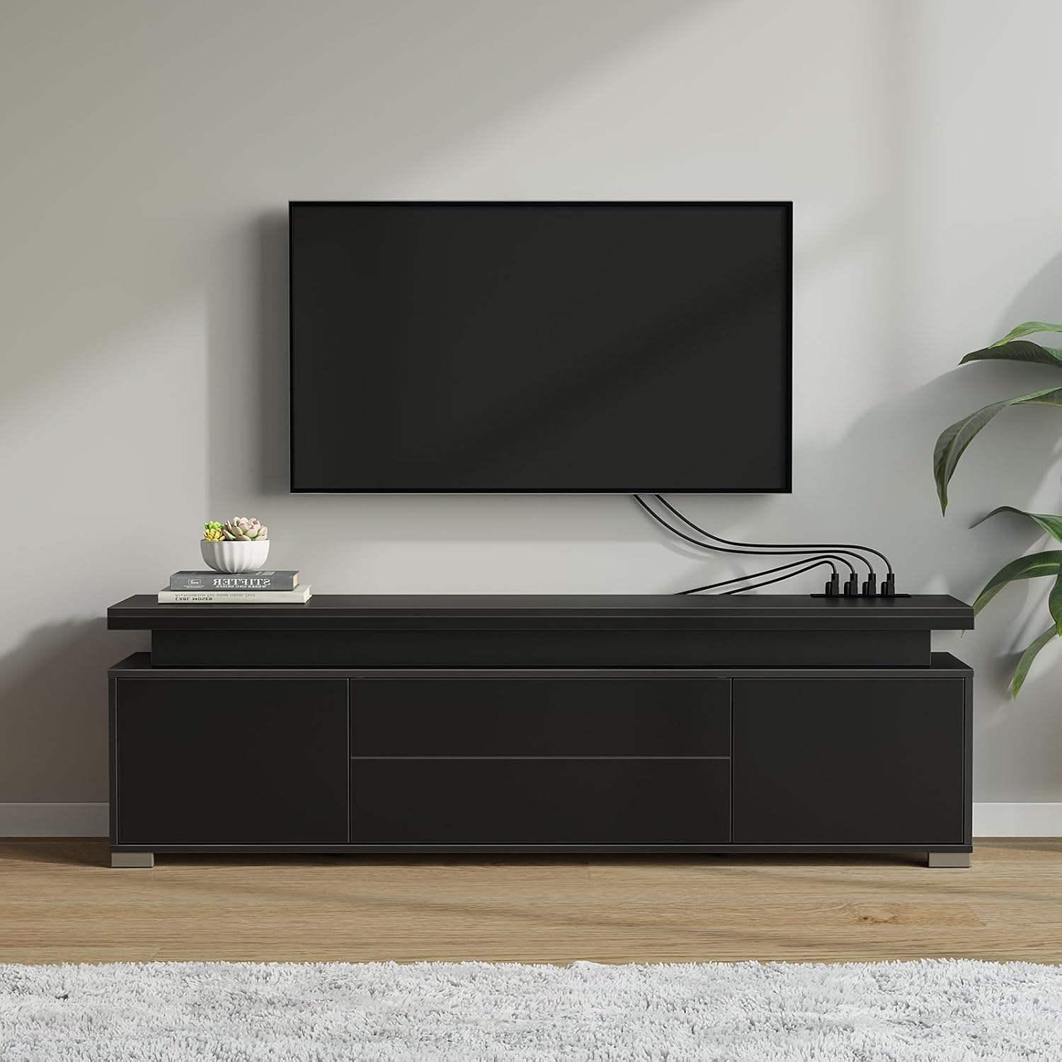 TV Stand with Power Outlet & L - Gaming Console Cabinet ulasan dan harga